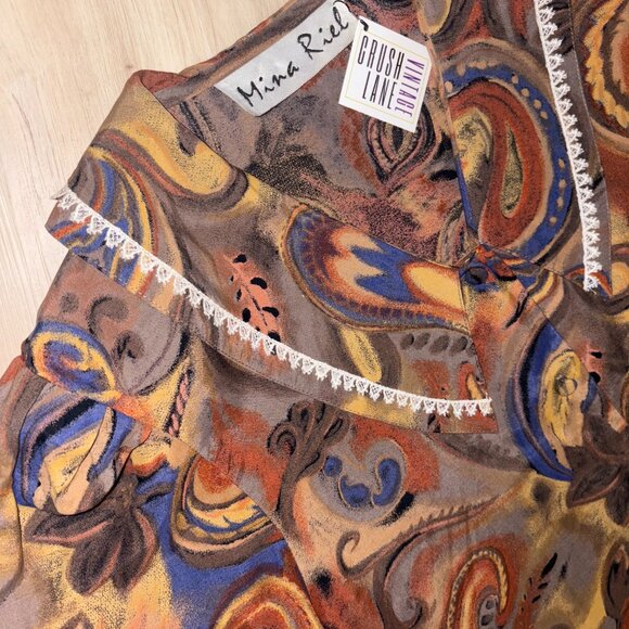 Vintage Mina Riel Short Sleeve Paisley Blouse - Picture 5 of 11